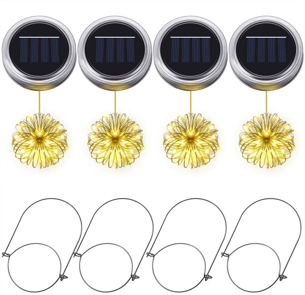 Verilux 4pcs Solar Hanging Light Outdoors Solar Mason Jar Lid Fairy String Lights Waterproof for Diwali Christmas Garden Yard and Lawn Patio Solar Laterns Table Lights Verilux 4pcs Solar Hanging Light Outdoors Solar Mason Jar Lid Fairy String Lights Waterproof for Diwali Christmas Garden Yard and Lawn Patio Solar Laterns Table Lights